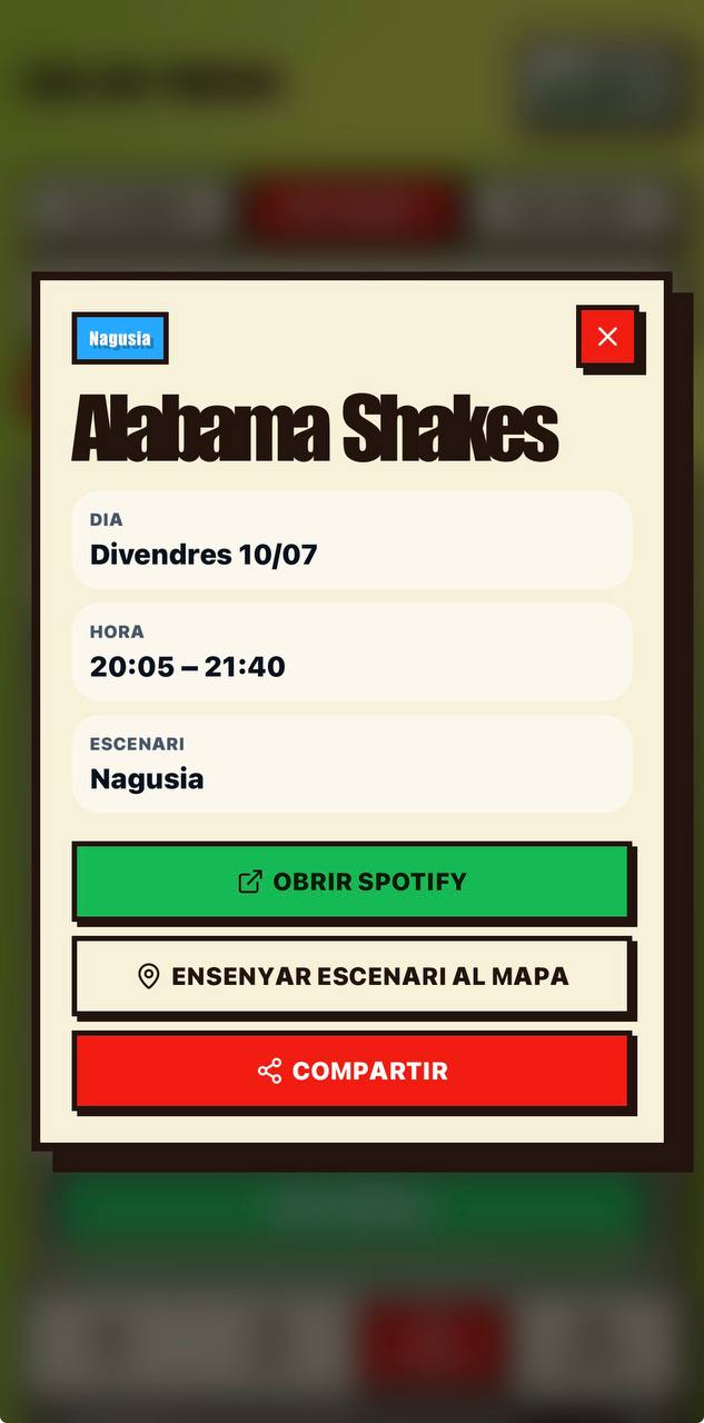 Artist details for Alabama Shakes with Spotify, map, and sharing actions